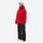 Unisex 3-layer snowboard jacket and pants - red jacket with black pants, on-model side view, for resort and backcountry days