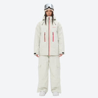 
                  
                    Unisex waterproof 3L snow jacket and pants series - white jacket with white pants, for cold-weather winter sports
                  
                