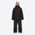 Unisex 3-layer snowboard jacket and pants - black jacket with black pants, for cold-weather winter sports