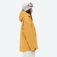 
                  
                    Unisex waterproof 3L snow jacket and pants series - mustard yellow jacket, for resort and backcountry days
                  
                
