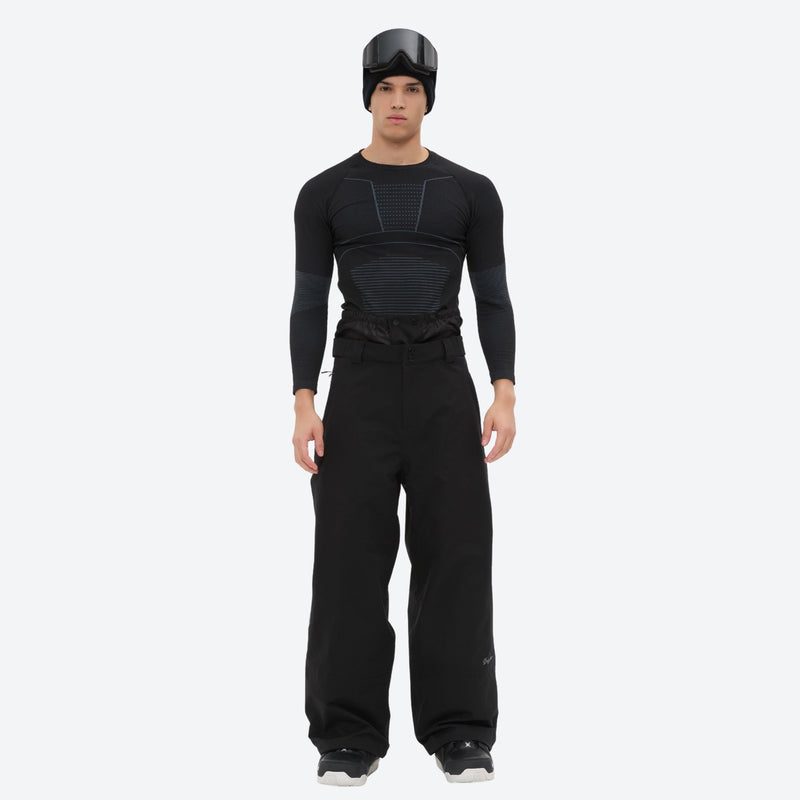 Men's breathable 3-layer colorblock ski suit - black snow pants with black top, for skiing and snowboarding