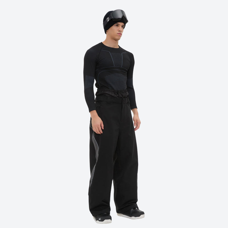 Men's 3L snowboard jacket with high-waist pants - black snow pants with black top, for resort and backcountry days