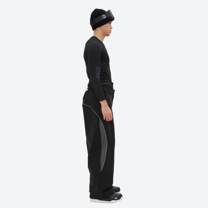 Men's waterproof 3L snow jacket and pants series - black snow pants with black top, for powder and piste riding