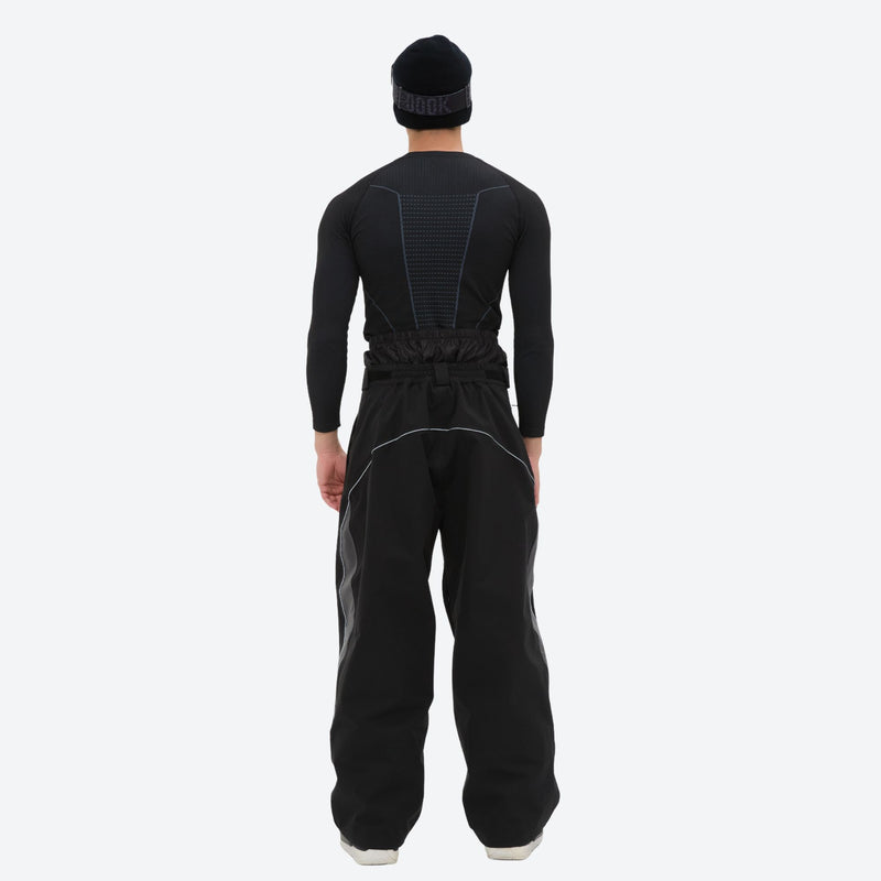 Men's 3L snowboard jacket with high-waist pants - black snow pants with black top, for cold-weather winter sports