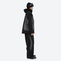 
                  
                    Men's 3L snowboard jacket with high-waist pants - black gray colorblock jacket with black pants, high-waist pants block snow
                  
                