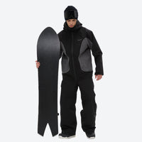 
                  
                    Men's 3L snowboard jacket with high-waist pants - black gray colorblock jacket with black pants
                  
                
