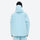 Men's gradient print breathable ski jacket set - ice blue, on-model back hood view, for skiing and snowboarding
