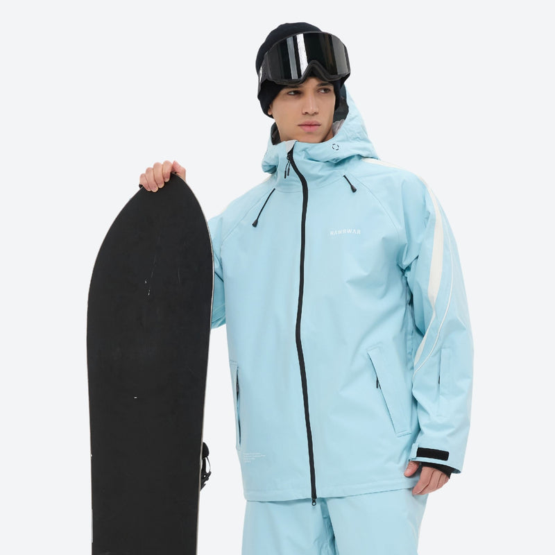 Men's waterproof 3L snow jacket and pants series - ice blue, for skiing and snowboarding