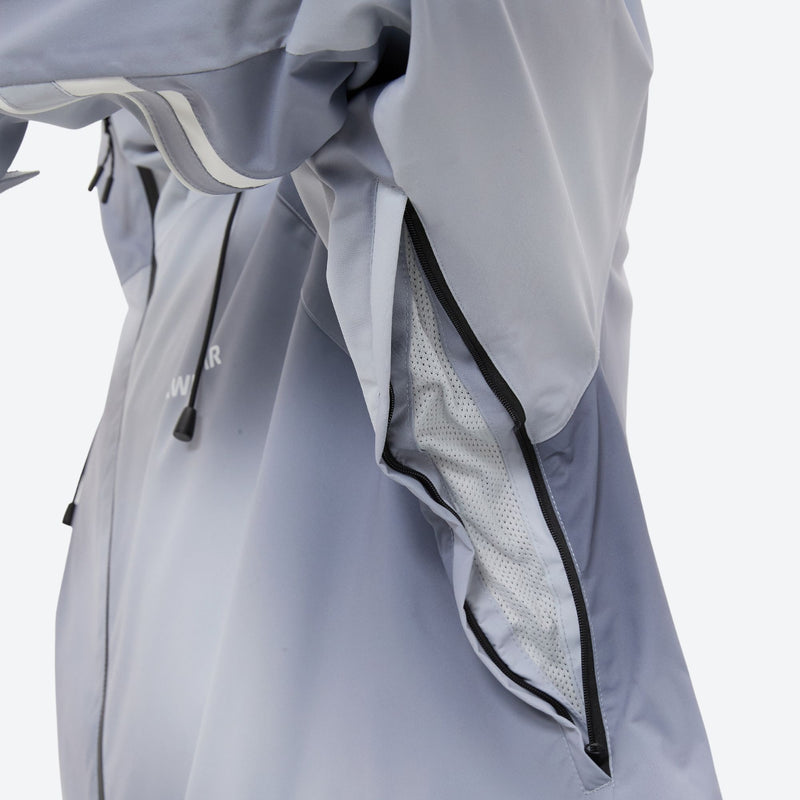 Men's waterproof 3L snow jacket and pants series - light gray gradient, 3-layer waterproof breathable fabric