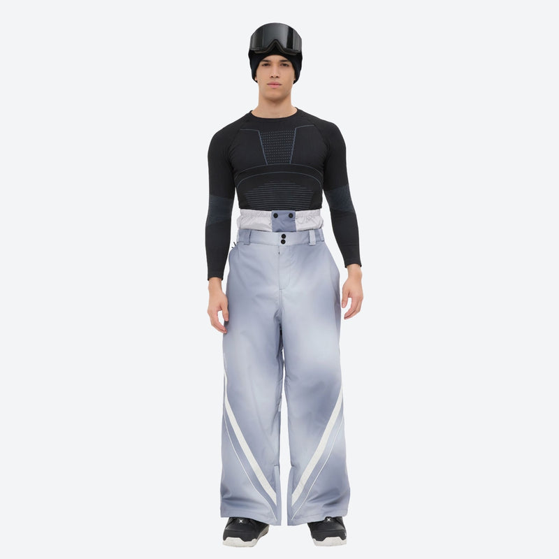 Men's gradient print breathable ski jacket set - light gray gradient snow pants, for powder and piste riding
