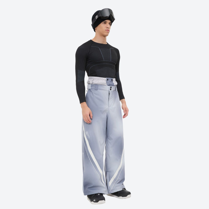 Men's 3-layer snowboard jacket and pants - light gray gradient snow pants, for cold-weather winter sports