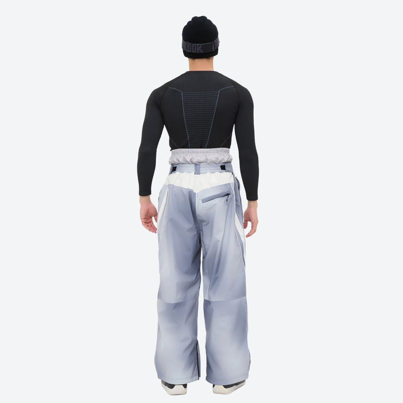 Men's gradient print breathable ski jacket set - light gray gradient snow pants, for resort and backcountry days