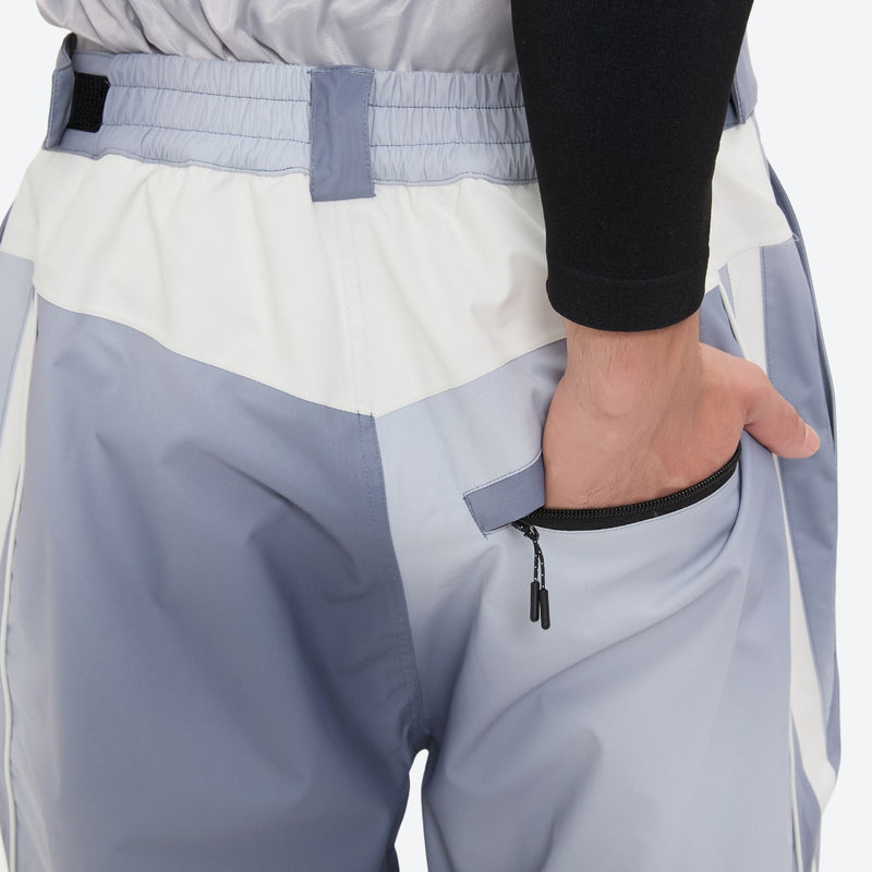Men's 3-layer snowboard jacket and pants - light gray gradient snow pants, for resort and backcountry days