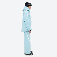 
                  
                    Men's 3-layer snowboard jacket and pants - ice blue jacket with ice blue pants, for powder and piste riding
                  
                