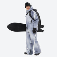 
                  
                    Men's 3-layer snowboard jacket and pants - light gray gradient jacket with gradient pants, for resort and backcountry days
                  
                