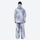 Men's waterproof 3L snow jacket and pants series - light gray gradient jacket with gradient pants, on-model back hood view