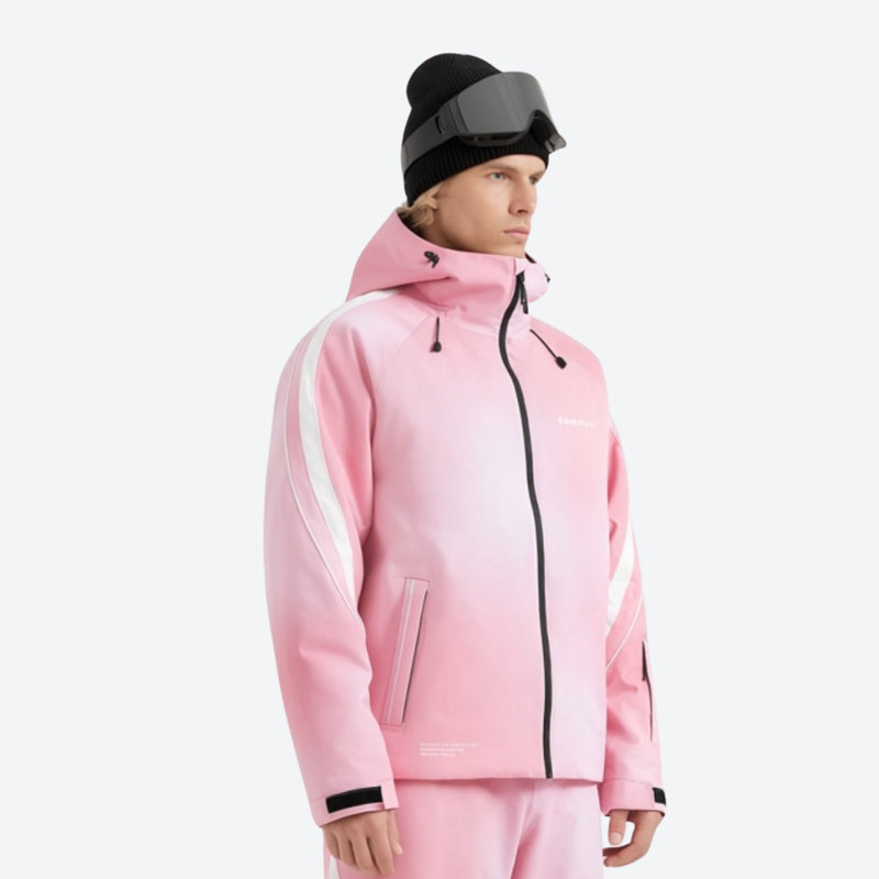 Men's waterproof 3L snow jacket and pants series - pink gradient, for powder and piste riding