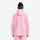 Men's gradient print breathable ski jacket set - pink gradient, on-model back hood view, for cold-weather winter sports