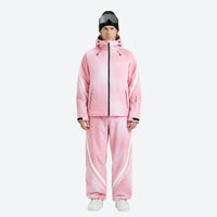 
                  
                    Men's 3-layer snowboard jacket and pants - pink gradient jacket with pink pants, for cold-weather winter sports
                  
                