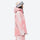 Women's 3-layer snowboard jacket and pants - pink gradient jacket, on-model side view, for resort and street wear