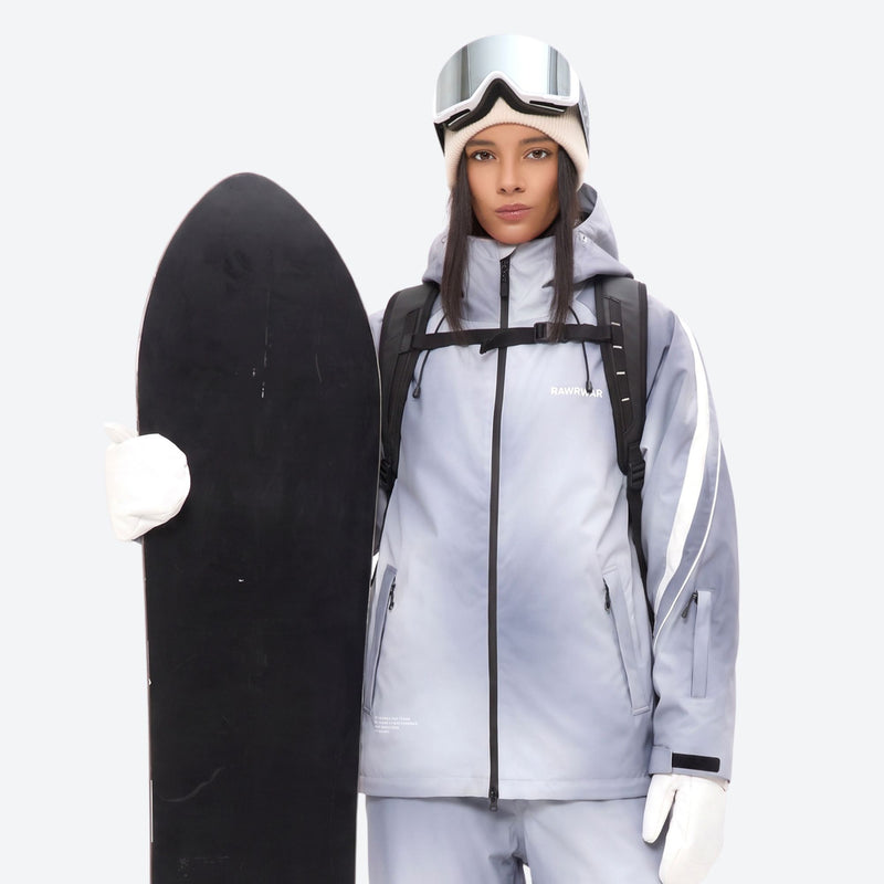 Women's gradient print breathable ski jacket set - lavender gradient jacket, for powder days and winter commute
