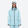 Women's waterproof 3L snow jacket and pants - ice blue jacket, on-model front view, for cold-weather winter sports