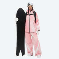 
                  
                    Women's waterproof 3L snow jacket and pants - pink gradient jacket with pink gradient pants, for resort and street wear
                  
                