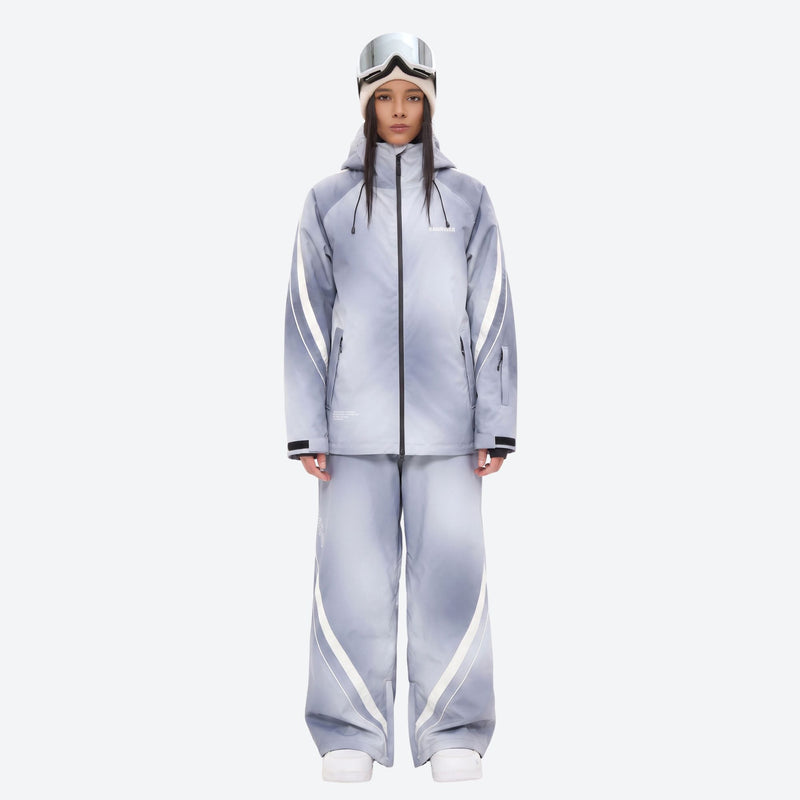 Women's waterproof 3L snow jacket and pants - lavender gradient jacket with lavender gradient pants