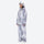 Women's 3-layer snowboard jacket and pants - lavender gradient jacket with lavender gradient pants, on-model side view