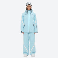 
                  
                    Women's gradient print breathable ski jacket set - ice blue jacket with ice blue pants, for cold-weather winter sports
                  
                