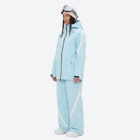 
                  
                    Women's waterproof 3L snow jacket and pants - ice blue jacket with ice blue pants, for resort and street wear
                  
                