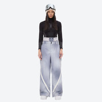 
                  
                    Women's gradient print breathable ski jacket set - lavender gradient snow pants with black top, for resort and street wear
                  
                