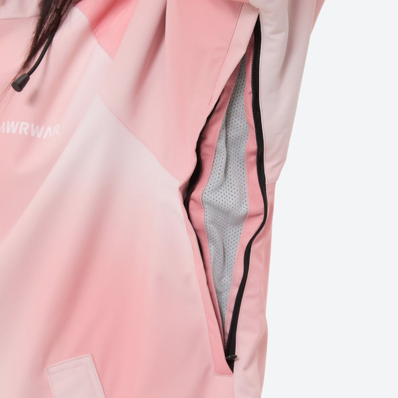Women's 3-layer snowboard jacket and pants - pink gradient jacket, for cold-weather winter sports