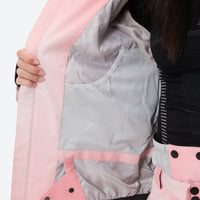 
                  
                    Women's waterproof 3L snow jacket and pants - pink gradient jacket, 3-layer waterproof breathable fabric
                  
                