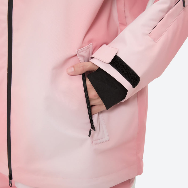 Women's waterproof 3L snow jacket and pants - pink gradient jacket, for skiing and snowboarding