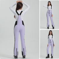 
                  
                    Women's slim fit waterproof ski bib pants - lavender slim fit ski bib with black side stripe, for resort ski days
                  
                