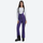Women's slim ski bib with inner snow skirt - purple slim fit ski bib, front three-quarter view, for snow sports weekends