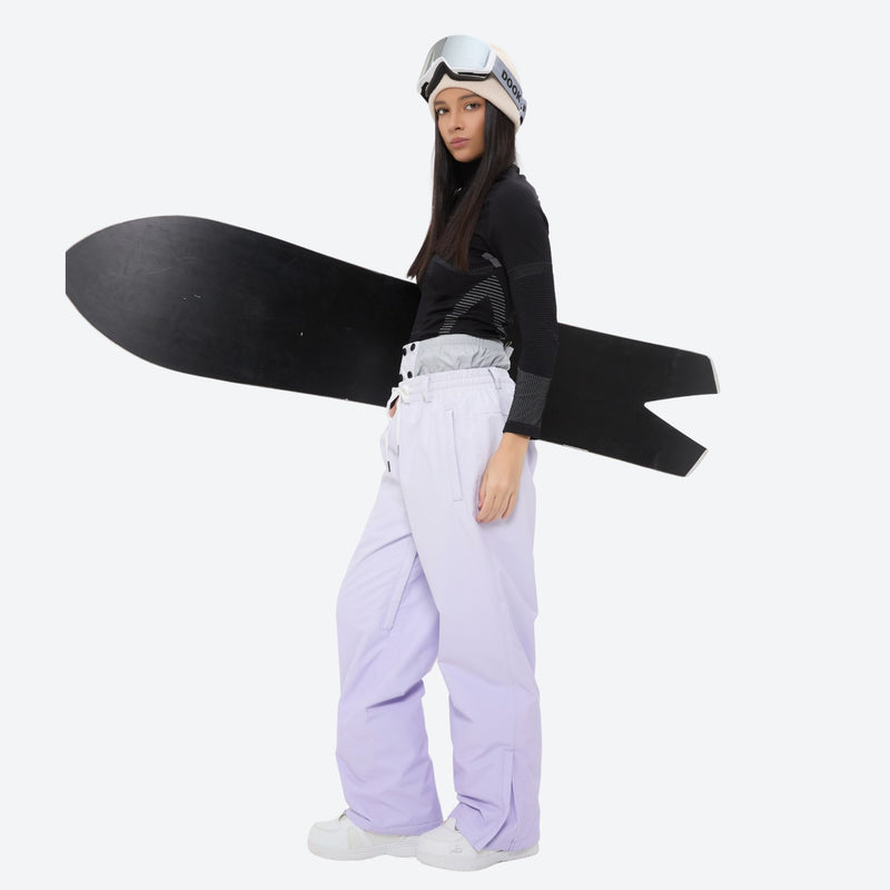 Women's 3-layer snowboard jacket and pants - lavender snow pants, for skiing and snowboarding