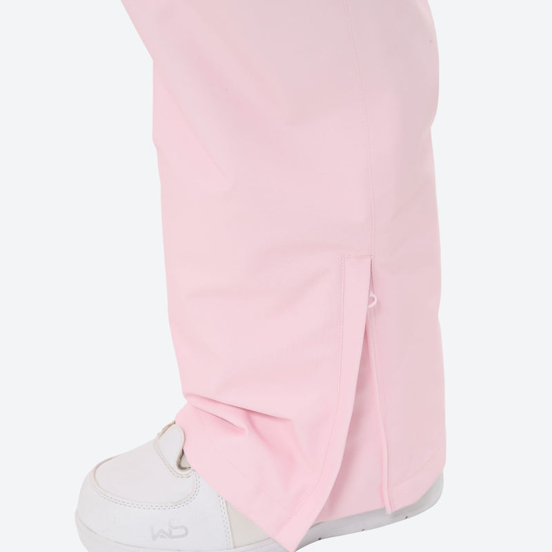 Women's breathable ski jacket set in pastel colors - light pink snow pants, for skiing and snowboarding