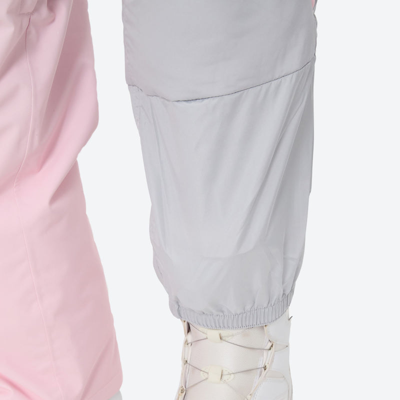 Women's 3-layer snowboard jacket and pants - light pink snow pants, for resort and backcountry days