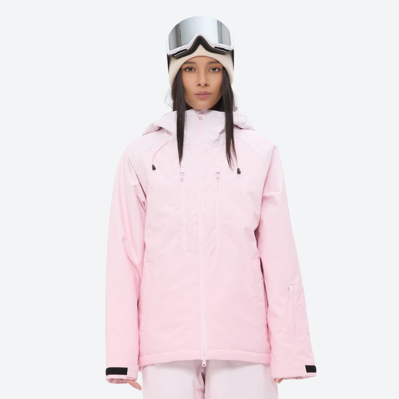Women's breathable ski jacket set in pastel colors - light pink, for resort and backcountry days