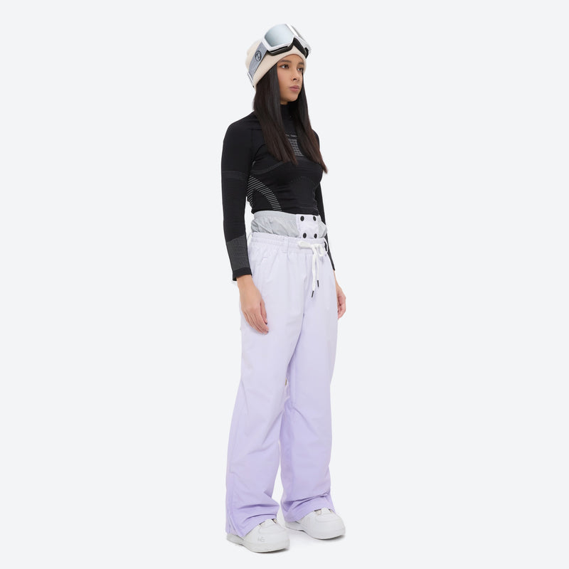 Women's waterproof 3L snow jacket and pants series - lavender snow pants, for resort and backcountry days