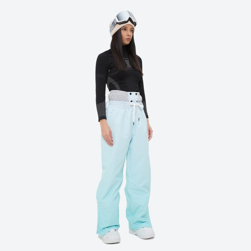 Women's breathable ski jacket set in pastel colors - mint ice blue snow pants, for resort and backcountry days