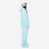 
                  
                    Women's waterproof 3L snow jacket and pants series - mint ice blue jacket with mint pants, for powder and piste riding
                  
                