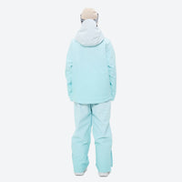 
                  
                    Women's breathable ski jacket set in pastel colors - mint ice blue jacket with mint pants, for cold-weather winter sports
                  
                