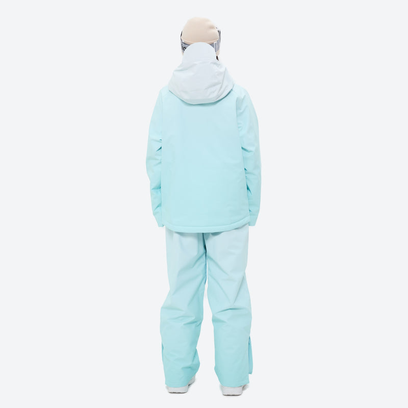 Women's breathable ski jacket set in pastel colors - mint ice blue jacket with mint pants, for cold-weather winter sports