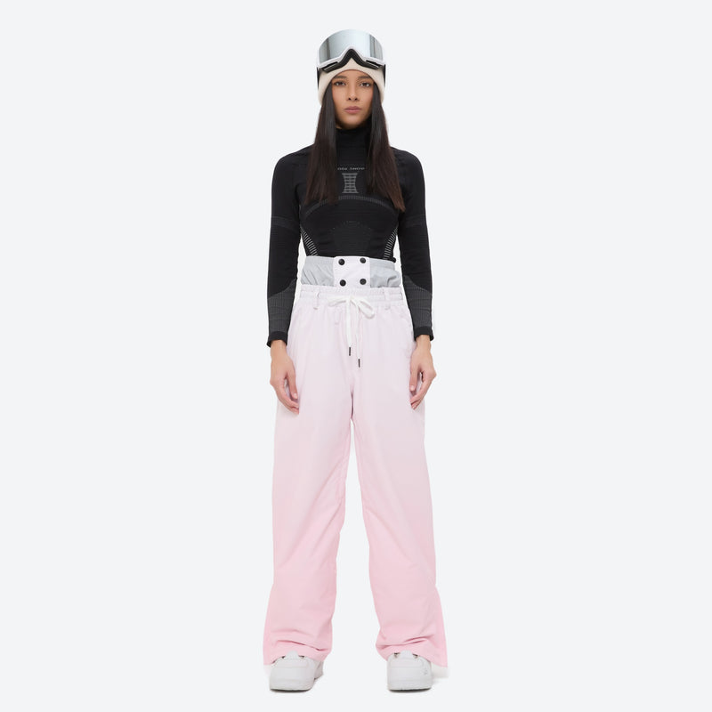 Women's breathable ski jacket set in pastel colors - light pink snow pants, for cold-weather winter sports