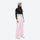 Women's breathable ski jacket set in pastel colors - light pink snow pants, on-model front view, for powder and piste riding