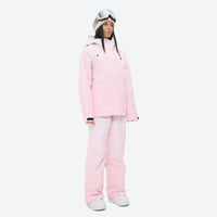 
                  
                    Women's waterproof 3L snow jacket and pants series - light pink jacket with light pink pants, for resort and backcountry days
                  
                