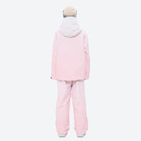 
                  
                    Women's 3-layer snowboard jacket and pants - light pink jacket with light pink pants, for cold-weather winter sports
                  
                